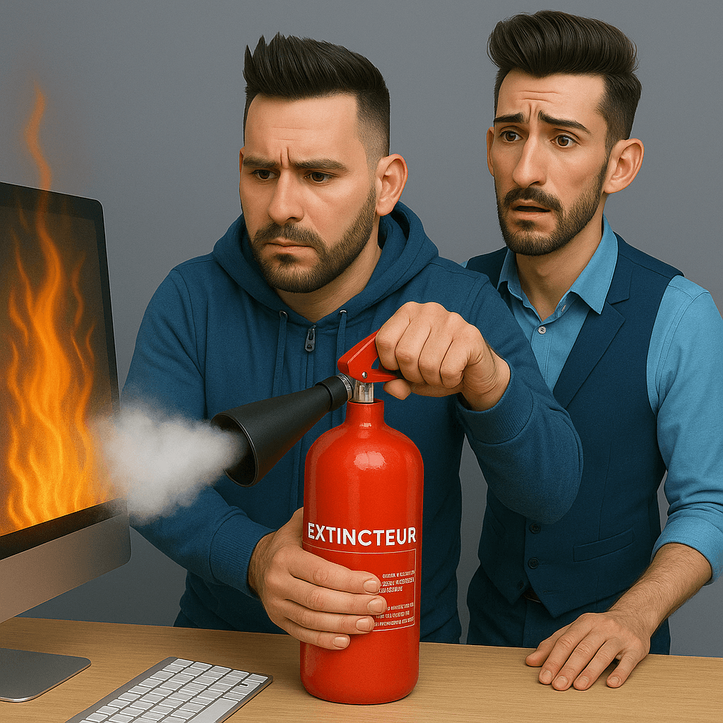 Démonstration d'extinction sur un simulateur de feu réel avec bac à feu