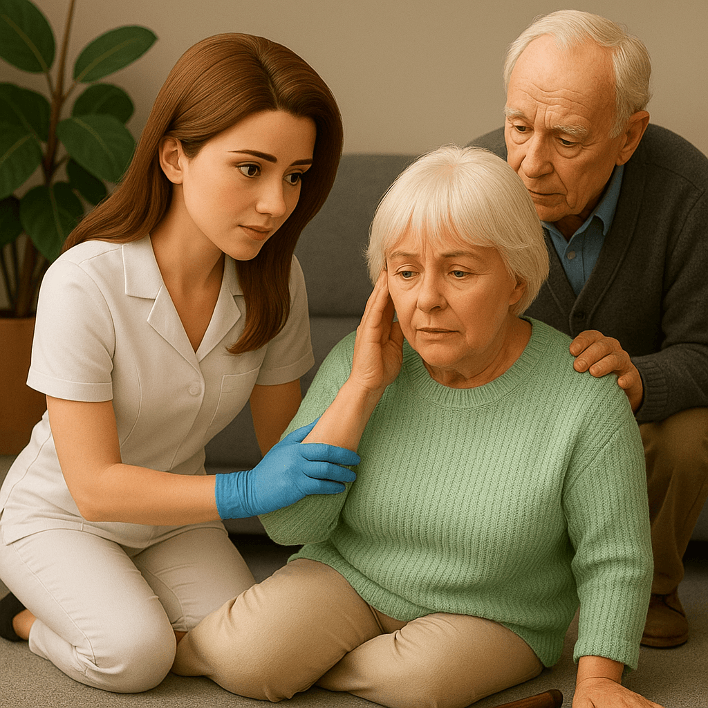 Formation SST gériatrie : intervenant pratiquant les premiers secours sur un patient senior dans un environnement de soin spécialisé